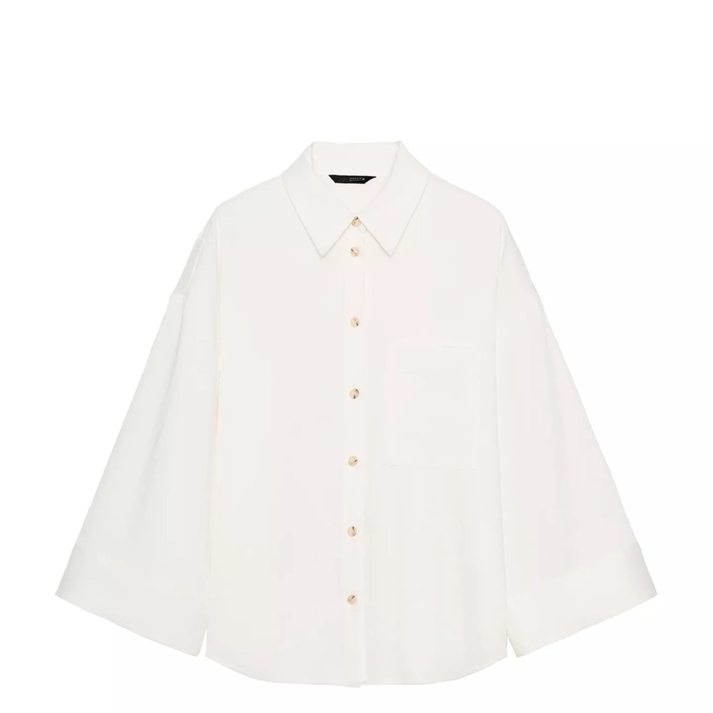 Women’s Oversized White Button-Up Shirt - Zara